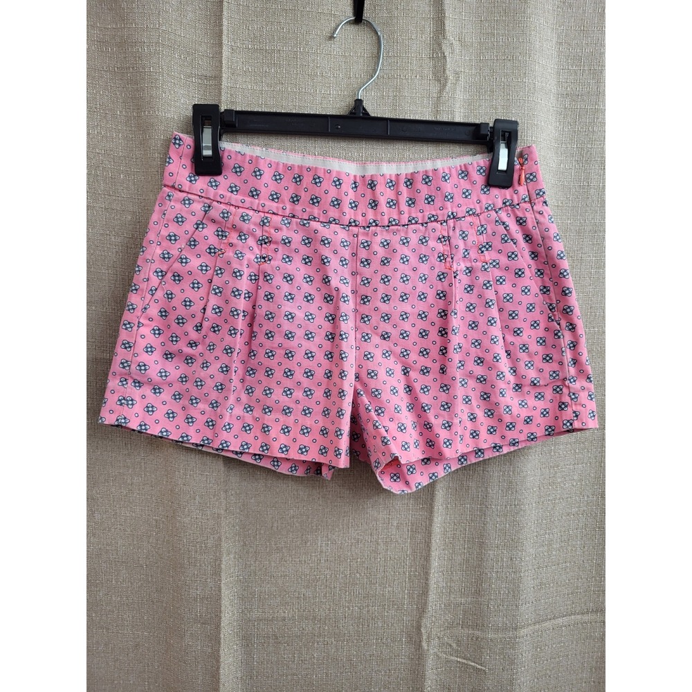 J.Crew Womens Pink Floral Medallion Pleated Shorts Size 00 Side Zip Boho Cottage